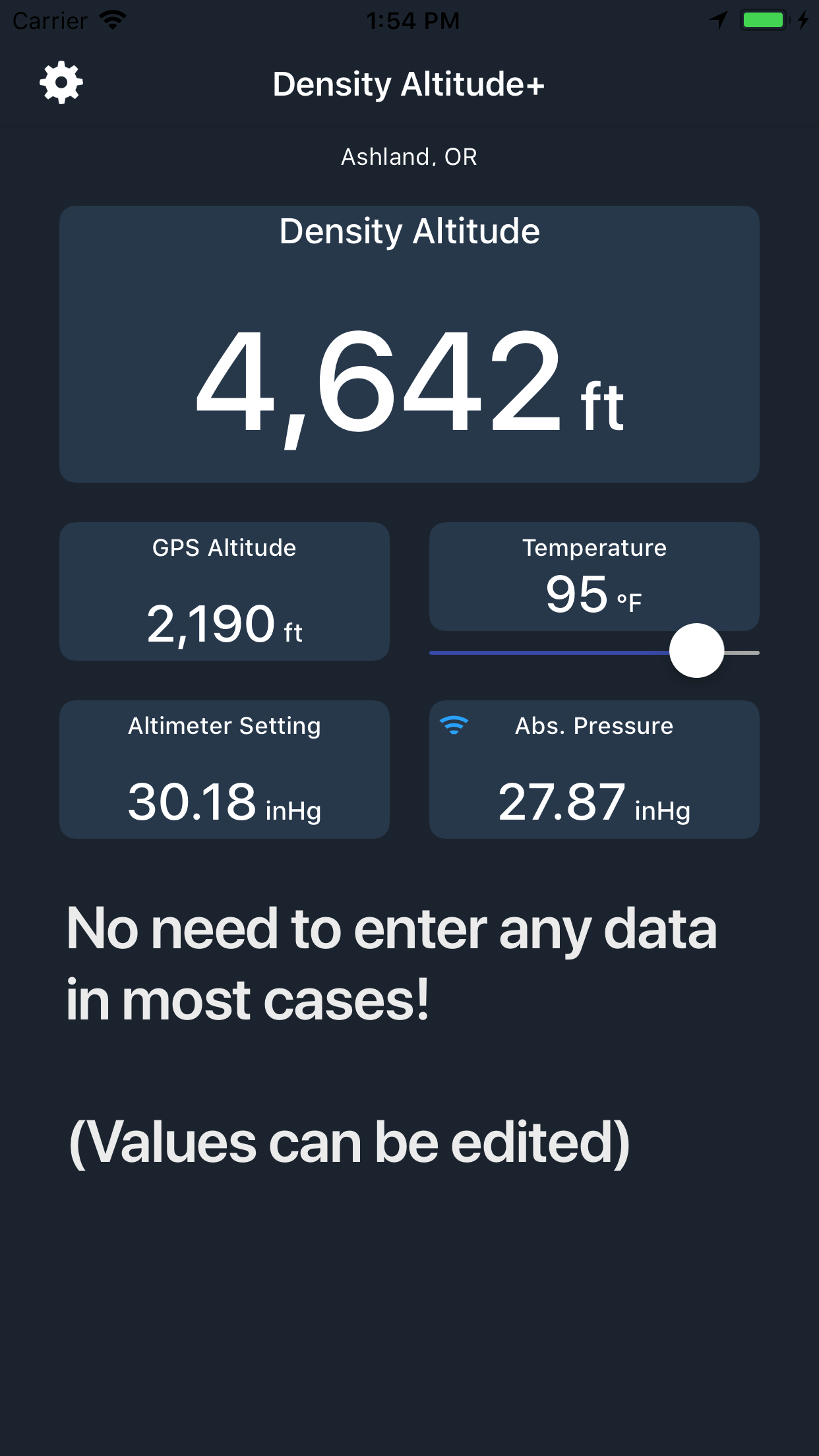 Automatically find your Density Altitude Density Altitude+ for iPhone