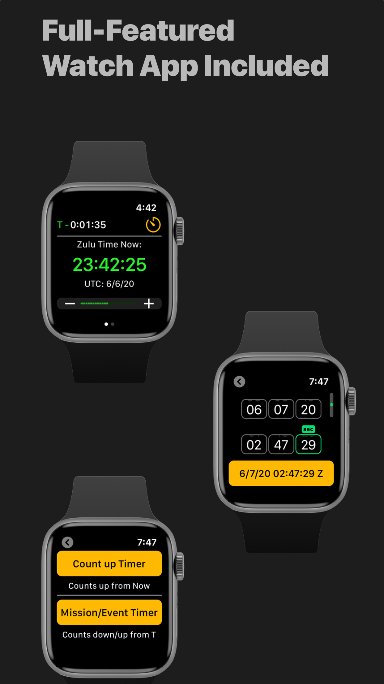 Zulu Time on Apple Watch. Full-featured Watch app.